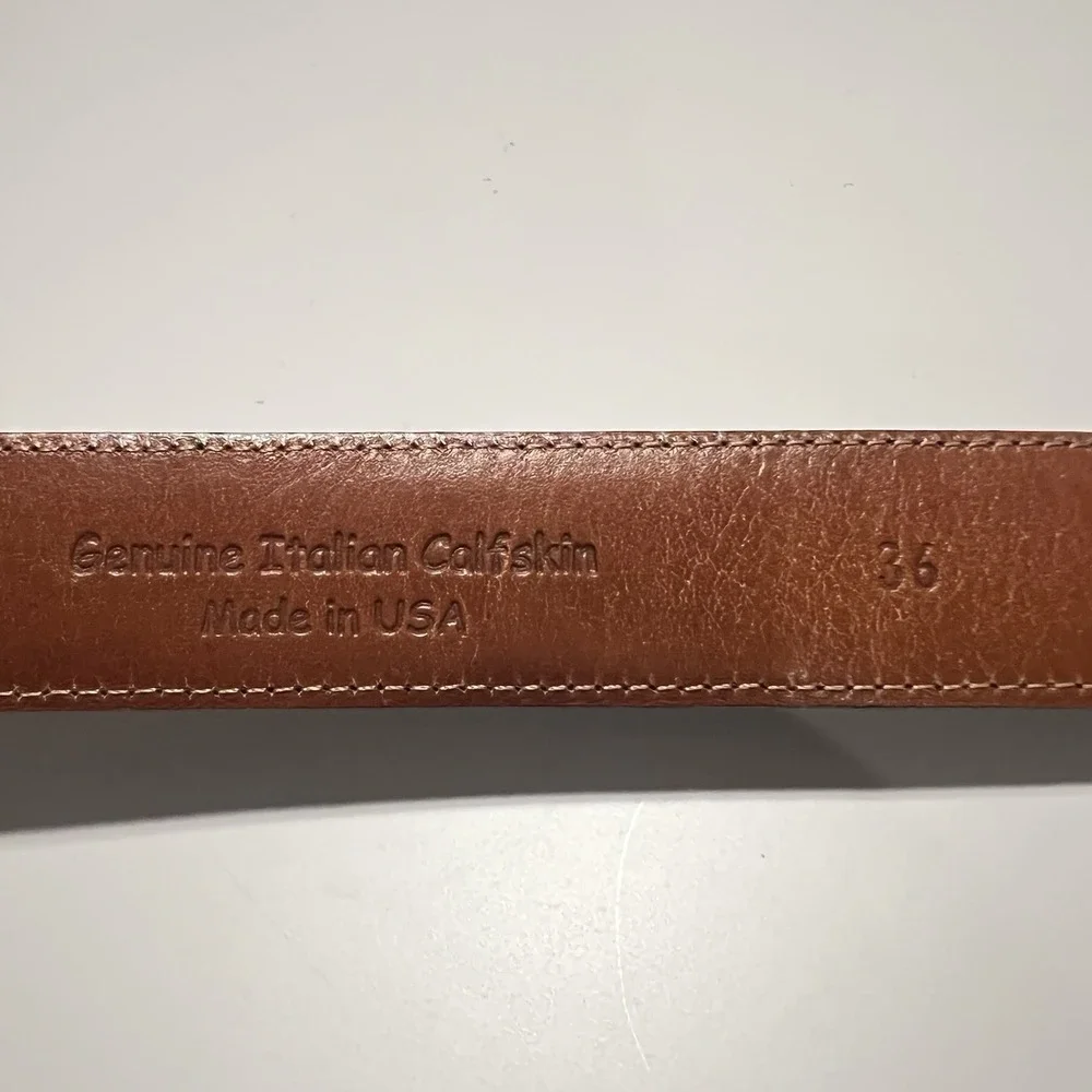 J. Hilburn Genuine Italian Calfskin Dress Belt Mens 36 Black Made in USA Classic